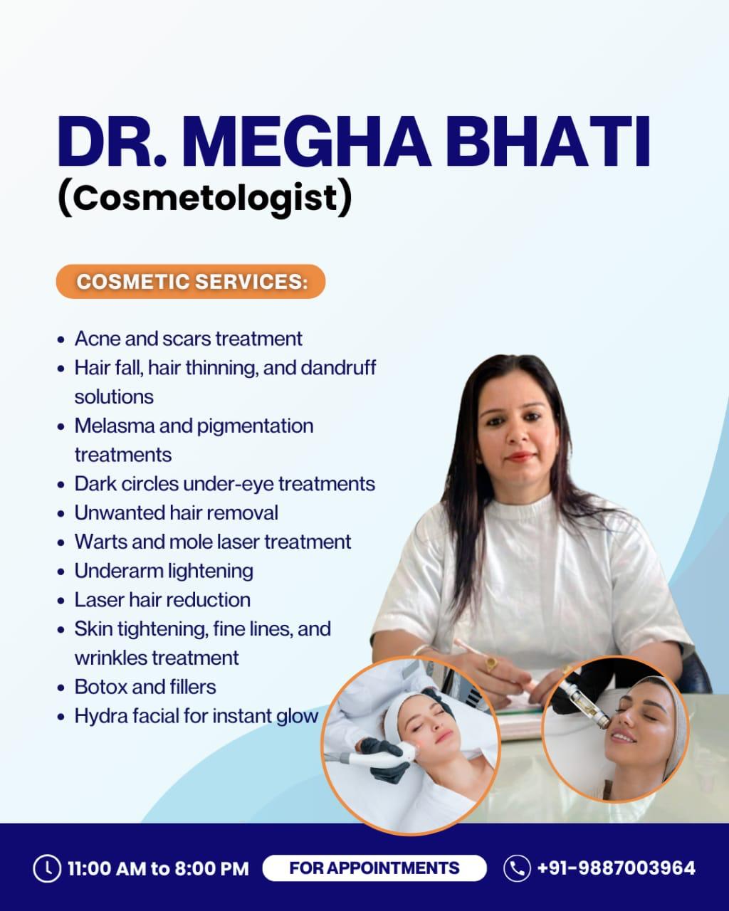 Dr. Megha Bhati, dentist and cosmetologist at Bright Smile Dental Clinic